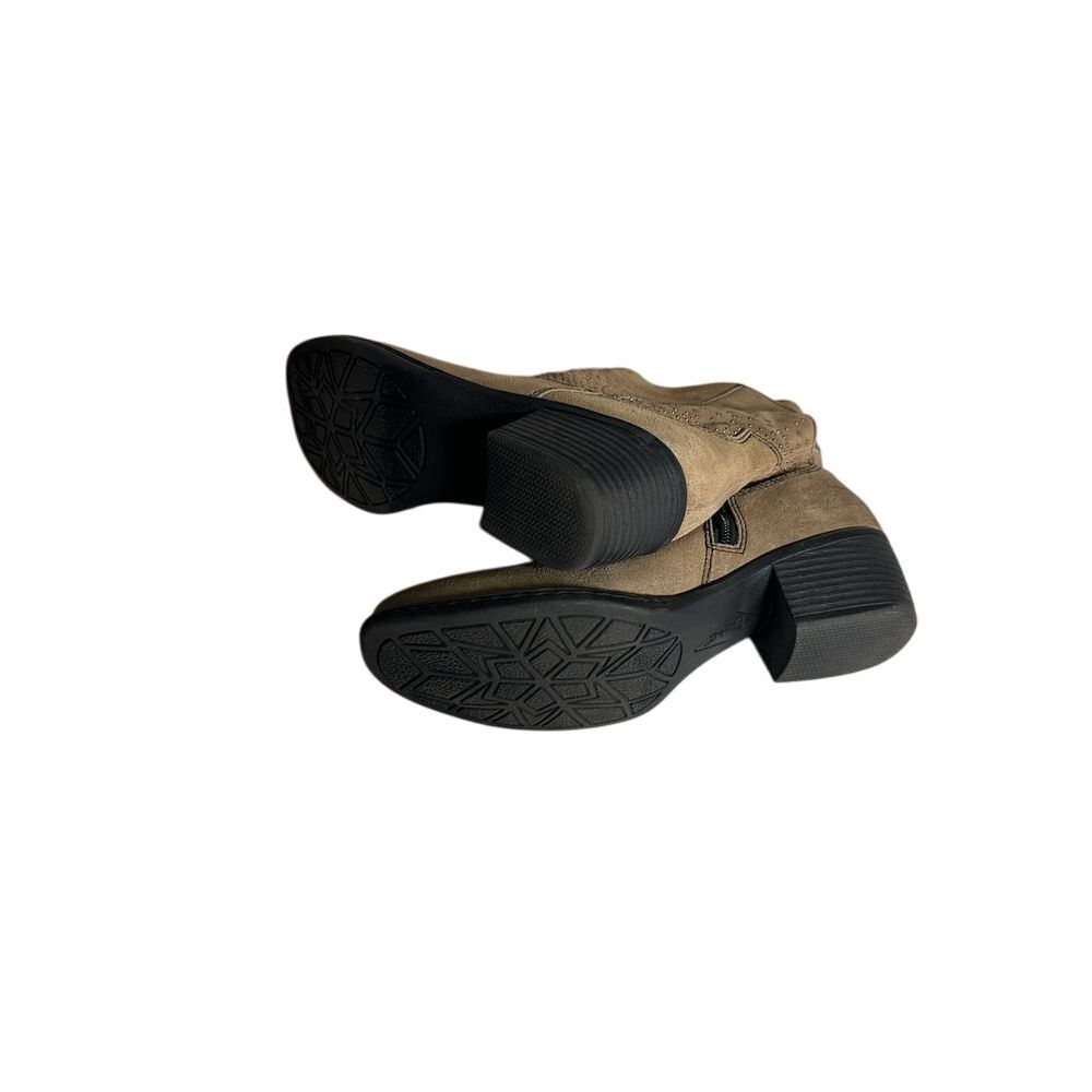b.o.c. Born Concepts Taupe Suede Ankle Boots Western Perforated Detail Booties - Picture 5 of 8